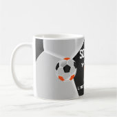 Mug Sport de football ⚽ orange, noir et blanc (Gauche)