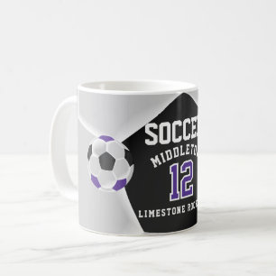 Mug Sport de football ⚽ violet, noir et blanc