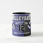 Mug Sport de volley-ball bleu foncé et blanc (Centre)