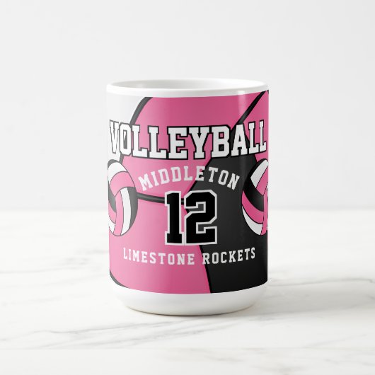 Mug Sport de volley-ball rose et blanc (Centre)