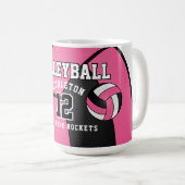 Mug Sport de volley-ball rose et blanc (Devant droit)