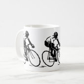Mug Sports de silhouette de noir de coureur de vélo de (Devant gauche)
