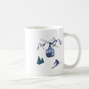 Mug Sports d'hiver Ski Scène de neige Station de ski v