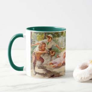 Mug Sports Vintage, Les Enfants Jouent au Baseball ave