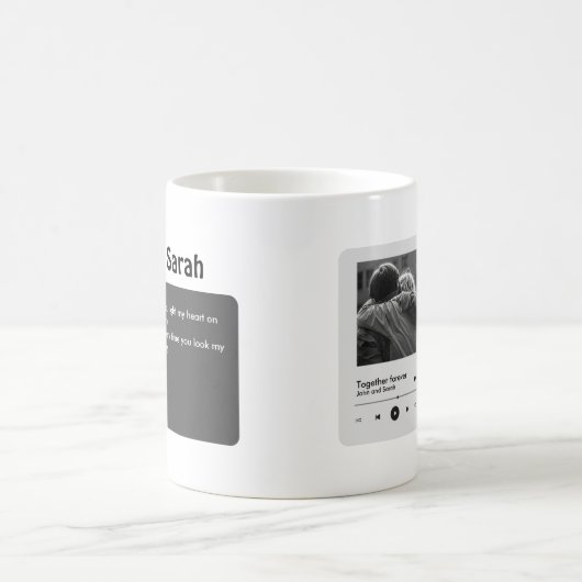 Mug Spotify Couples Cadeau pour lui Valentines jour, (Centre)