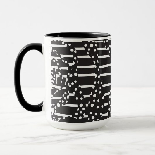Mug Spots et bandes 2 en blanc sur noir (Gauche)
