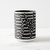 Mug Spots et bandes 2 en blanc sur noir (Centre)