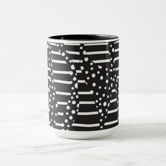 Mug Spots et bandes 2 en blanc sur noir (Centre)