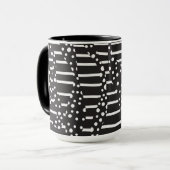 Mug Spots et bandes 2 en blanc sur noir (Devant gauche)