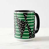 Mug Spots et bandes 2 - Vert, Crème et Noir (Devant droit)