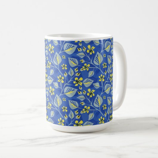 Mug Sprigs avec feuilles et fleurs. (Devant droit)