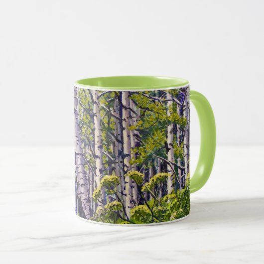 Mug Spring Aspen Tree Woodland Purple Green Coffee (Devant droit)
