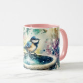 Mug Spring Bird Bath Watercolor (Devant droit)