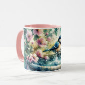 Mug Spring Bird Bath Watercolor (Devant gauche)