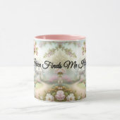 Mug Spring Birdhouse With Pastel Flowers And Bird (Centre)