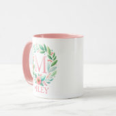 Mug Spring Blossom Lettre personnalisée M - Nom person (Devant gauche)