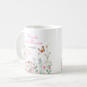 Mug Spring Deep Pink Butterfly Floral Wedding (Devant gauche)