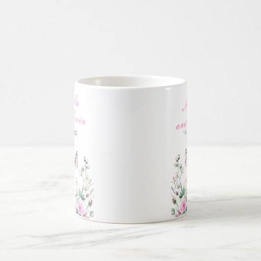 Mug Spring Green Butterfly Floral Wedding (Centre)
