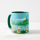 Mug Spring Harmony – Whimsical Duck Family by the Lake (Devant gauche)