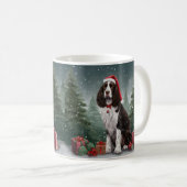 Mug Springer Spaniel Chien dans la neige Noël (Devant droit)