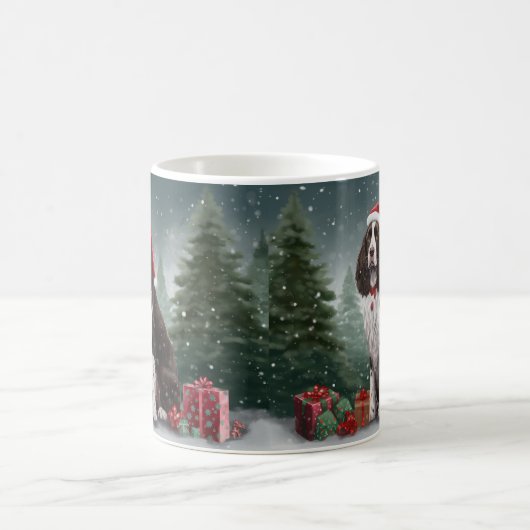 Mug Springer Spaniel Chien dans la neige Noël (Centre)