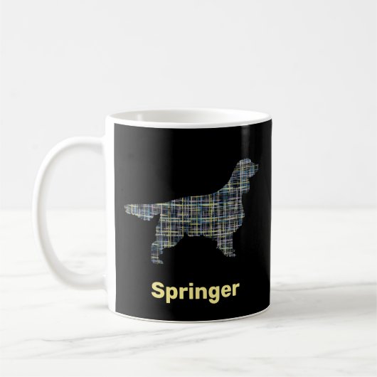 Mug Springer Spaniel Chien Silhouette Jaune & Grille N (Gauche)