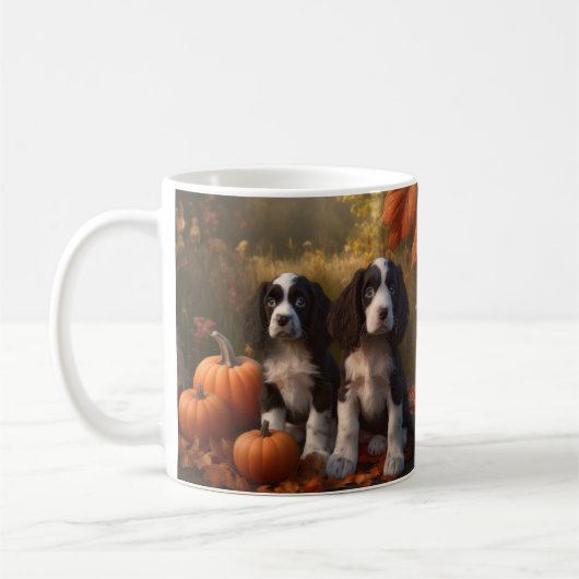 Mug Springer Spaniel Chiot Automne Citrouille de plais (Gauche)