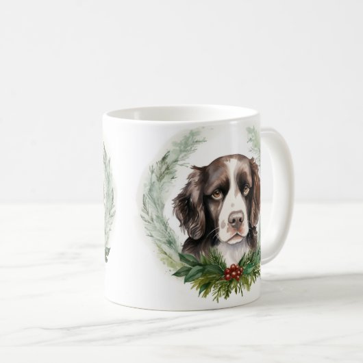 Mug Springer spaniel Noël Wreath Festive Pup (Devant droit)
