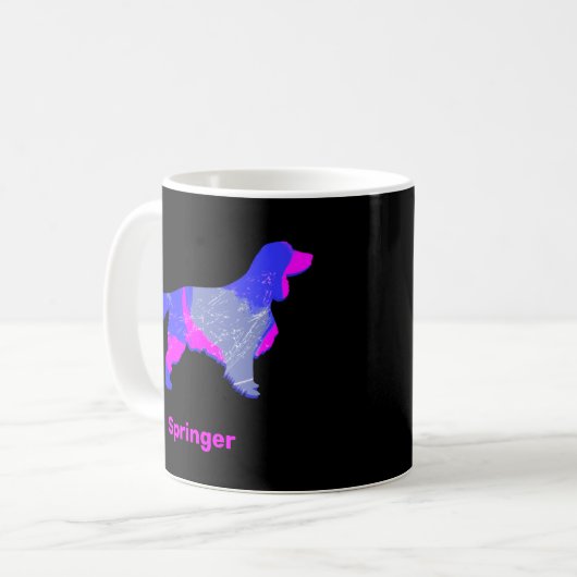 Mug Springer Spanien Chien Silhouette rose chaud noir (Devant gauche)