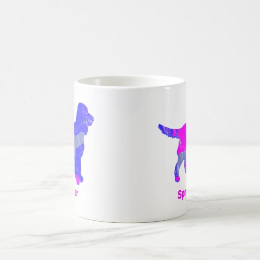 Mug Sprocker Spaniel Chien Silhouette rose chaud blanc (Centre)