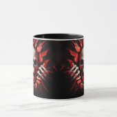 Mug Squelette 3D Rouge Noir Blanc Éffrayant Halloween (Centre)