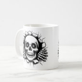 Mug Squelette 3D se brisant à travers le fond Hallowee (Devant gauche)