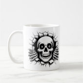 Mug Squelette 3D se brisant à travers le fond Hallowee (Gauche)