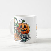 Mug Squelette amateur de pizza : Jeux, surcharge de fr (Devant gauche)