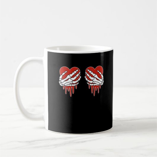 Mug Squelette anti-Valentin mains coeur Goth (Gauche)