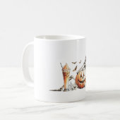 Mug Squelette avec citrouille et boire. Halloween. (Devant gauche)