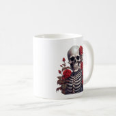 Mug Squelette Avec Roses Rouges (Devant droit)