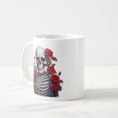 Mug Squelette Avec Roses Rouges (Devant gauche)