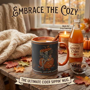 Mug Squelette buvant du cidre glacé personnalisé