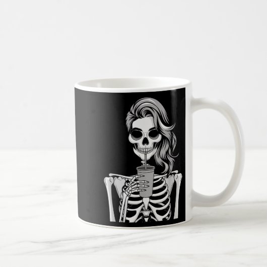 Mug Squelette buvant une boisson monochrome gothique H (Droite)