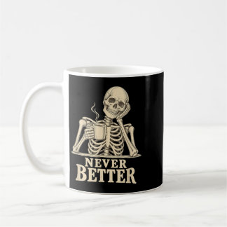Mug Squelette de café drôle gothique Halloween caféine