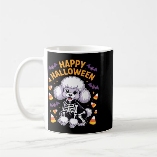 Mug Squelette de caniche Joyeux Halloween (Gauche)
