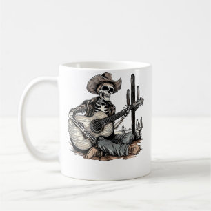 Mug Squelette de cowboy occidental drôle jouant de la