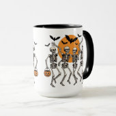 Mug Squelette de danse d'Halloween Danse Citrouille (Devant droit)