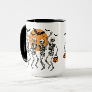 Mug Squelette de danse d'Halloween Danse Citrouille
