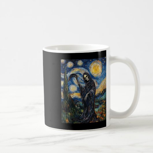 Mug Squelette de faucheuse - Style Van Gogh - Starry N (Droite)