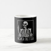 Mug Squelette de Halloween à fleurs drôle buvant du ca (Centre)