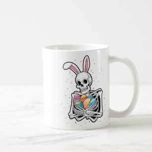 Mug Squelette de lapin tenant des oeufs de Pâques Drôl