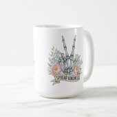 Mug Squelette de signe de paix "Étendez la gentillesse (Devant droit)