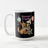 Mug Squelette Déplaisant mignon serrant le chien berge (Gauche)